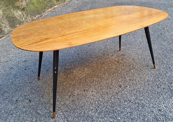 Coffee Table in Brass & Wood, 1950s-OHK-1797286