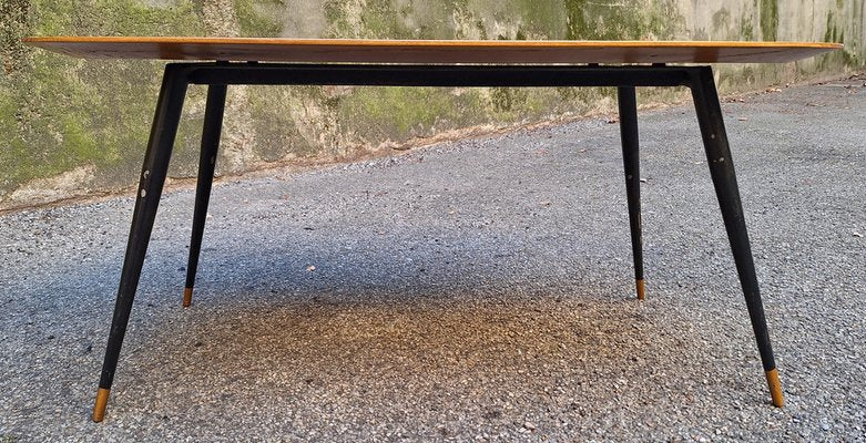 Coffee Table in Brass & Wood, 1950s-OHK-1797286