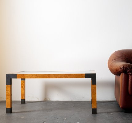 Coffee Table in Briarwood and Brass, 1980s-OFV-2041165