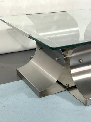 Coffee Table in Brushed Steel by Francois Monnet for Kappa, France, 1970s-OT-1291088