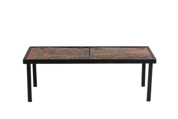 Coffee Table in Ceramic and Metal by Robert and Jean Cloutier, 1950s-CEJ-1229617