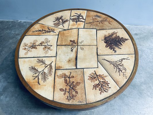 Coffee Table in Ceramic & Sandstone by Raymonde Leduc for Herbier Vallauris France, 1960-LA-1260860