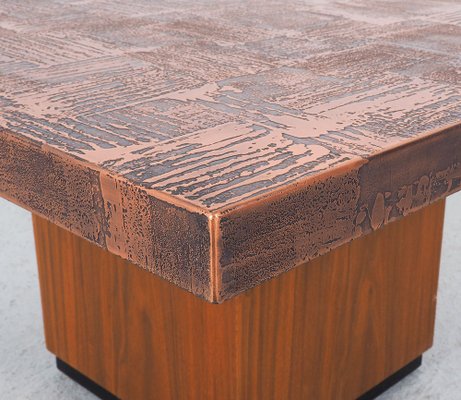 Coffee Table in Copper and Teak by Heinz Lilienthal, 1970s-SN-1323799