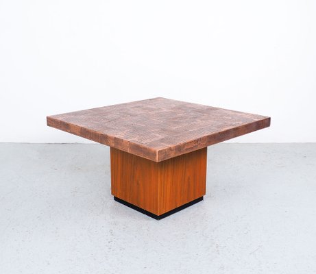 Coffee Table in Copper and Teak by Heinz Lilienthal, 1970s-SN-1323799