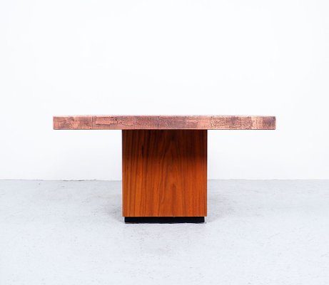 Coffee Table in Copper and Teak by Heinz Lilienthal, 1970s-SN-1323799