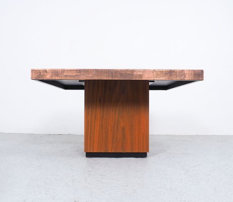 Coffee Table in Copper and Teak by Heinz Lilienthal, 1970s-SN-1323799