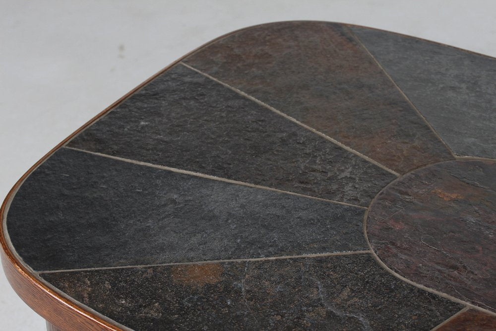 Coffee Table in Dark Stained Oak with Slate Top by Paul Kingma, Denmark, 1980s