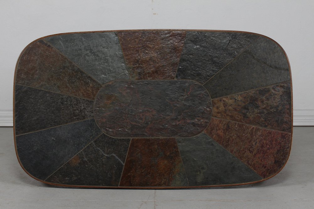 Coffee Table in Dark Stained Oak with Slate Top by Paul Kingma, Denmark, 1980s