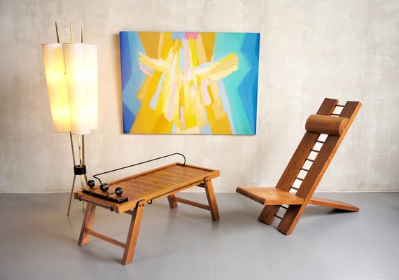 Coffee Table in Elm and Stitched Leather by Jacques Adnet, France, 1950-FQ-975949