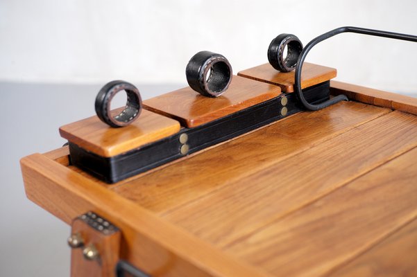 Coffee Table in Elm and Stitched Leather by Jacques Adnet, France, 1950-FQ-975949