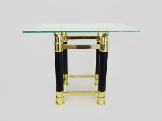 Coffee Table in Glass and Black Metal attributed to Tomasso Barbi, 1970s-MZP-1802834