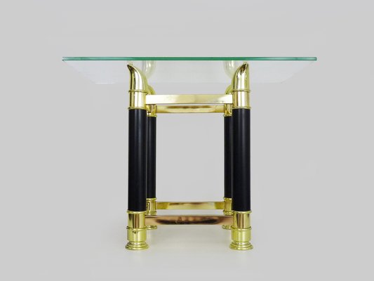 Coffee Table in Glass and Black Metal attributed to Tomasso Barbi, 1970s-MZP-1802834