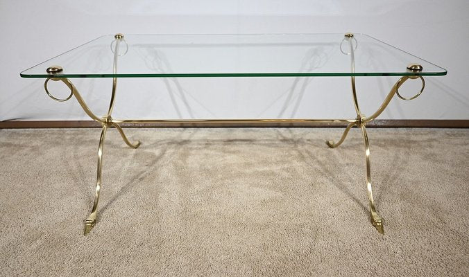 Coffee Table in Glass and Brass from Maison Jansen, 1950-RVK-1793549