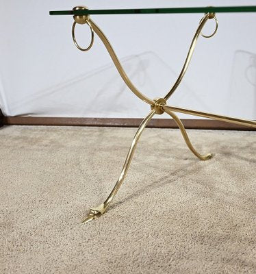 Coffee Table in Glass and Brass from Maison Jansen, 1950-RVK-1793549