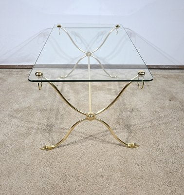 Coffee Table in Glass and Brass from Maison Jansen, 1950-RVK-1793549