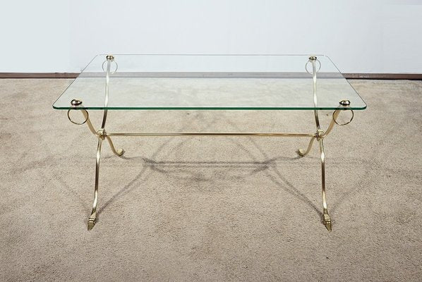 Coffee Table in Glass and Brass from Maison Jansen, 1950-RVK-1793549