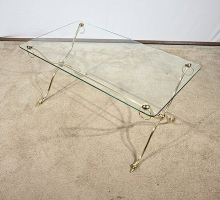 Coffee Table in Glass and Brass from Maison Jansen, 1950-RVK-1793549