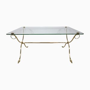 Coffee Table in Glass and Brass from Maison Jansen, 1950-RVK-1793549