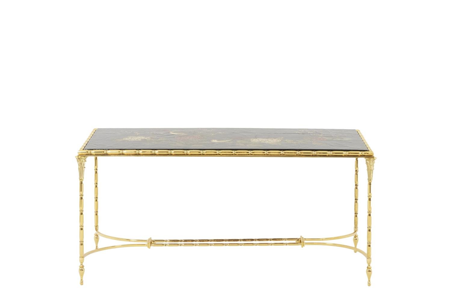 Coffee Table in Lacquer and Bronze from Maison Baguès, 1950s