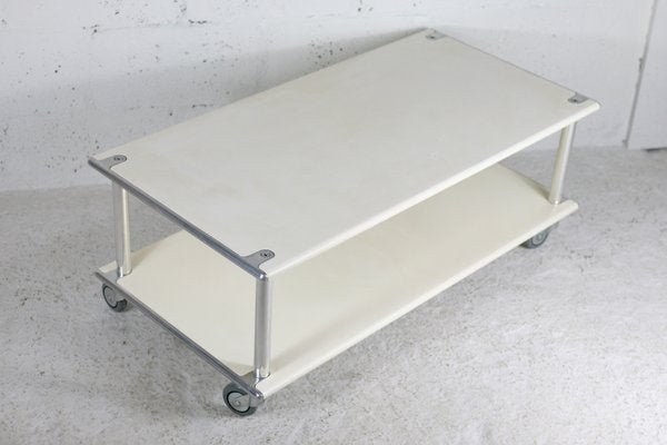 Coffee Table in Lacquered Steel Cream, France, 1970s-MAO-1080214