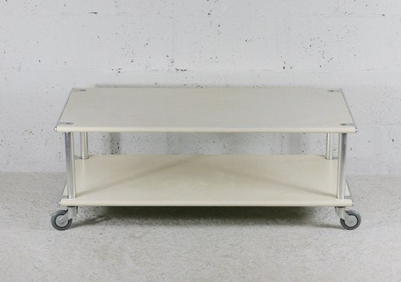 Coffee Table in Lacquered Steel Cream, France, 1970s-MAO-1080214