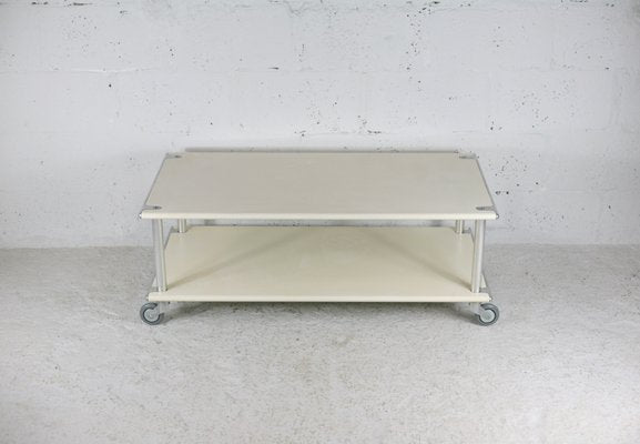 Coffee Table in Lacquered Steel Cream, France, 1970s-MAO-1080214