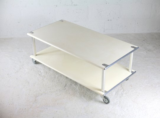 Coffee Table in Lacquered Steel Cream, France, 1970s-MAO-1080214