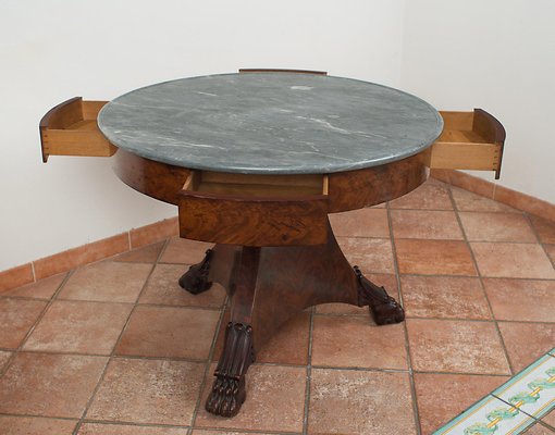 Coffee Table in Mahogany and Marble-KKK-1182159