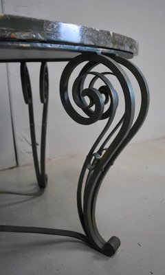 Coffee Table in Marble and Wrought Iron, 1950s-RVK-851601