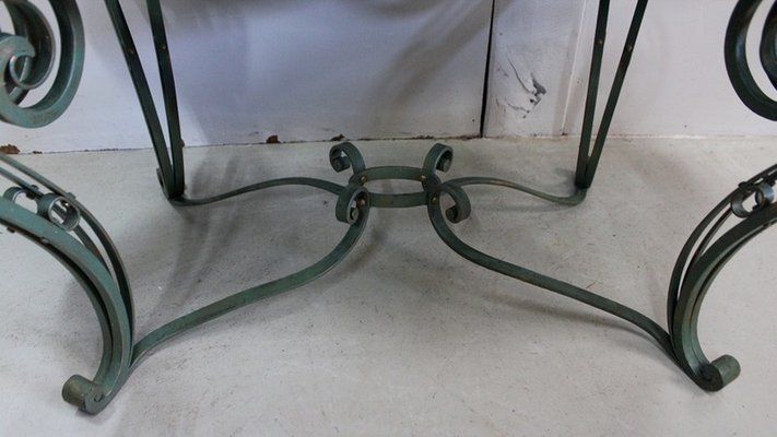 Coffee Table in Marble and Wrought Iron, 1950s-RVK-851601