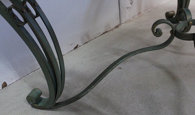 Coffee Table in Marble and Wrought Iron, 1950s-RVK-851601