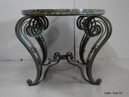 Coffee Table in Marble and Wrought Iron, 1950s-RVK-851601