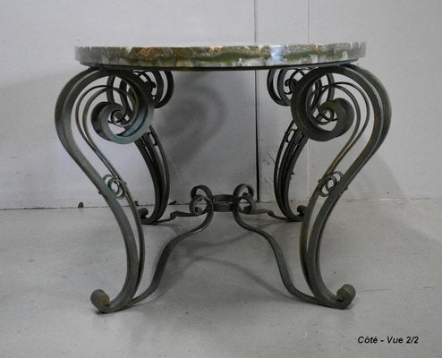 Coffee Table in Marble and Wrought Iron, 1950s-RVK-851601