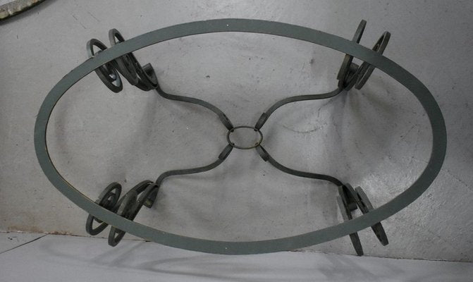 Coffee Table in Marble and Wrought Iron, 1950s-RVK-851601