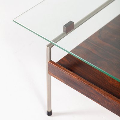 Coffee Table in Metal & Palisander with Glass Top by Fristho, 1960s-QVY-1100331