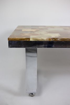 Coffee Table in Onyx and Chromed Metal, 1970s-CEJ-786819