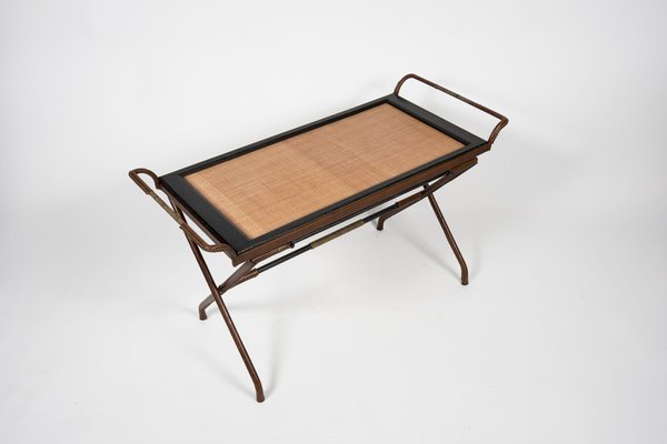 Coffee Table in Sheathed Leather by Jacques Adnet, 1950s-VRR-1749059