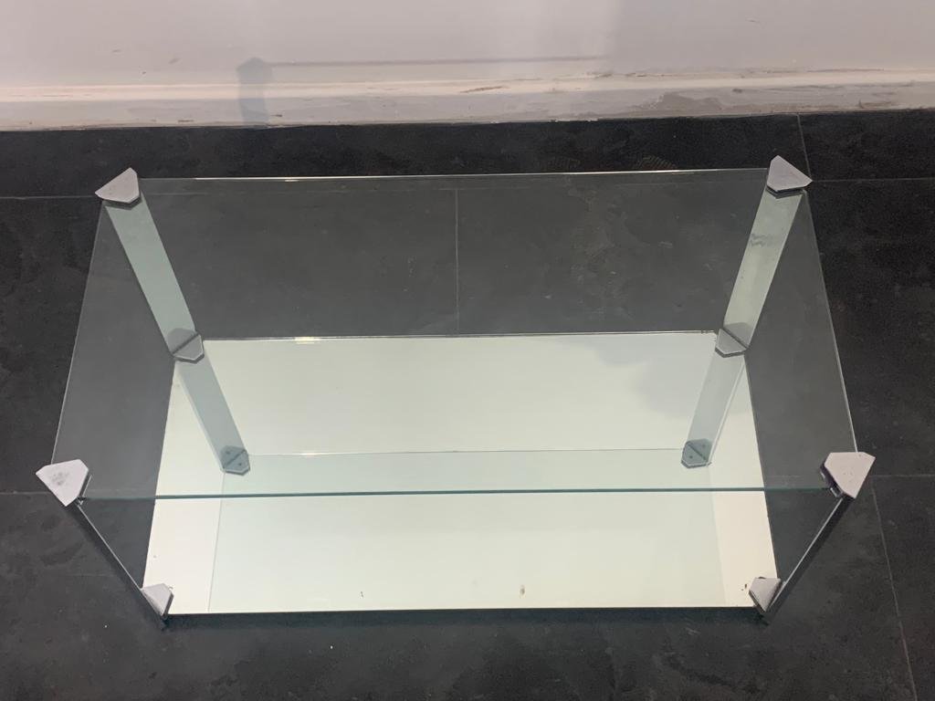 Coffee Table in Steel, Crystal & Mirror from Cidue, 1970s