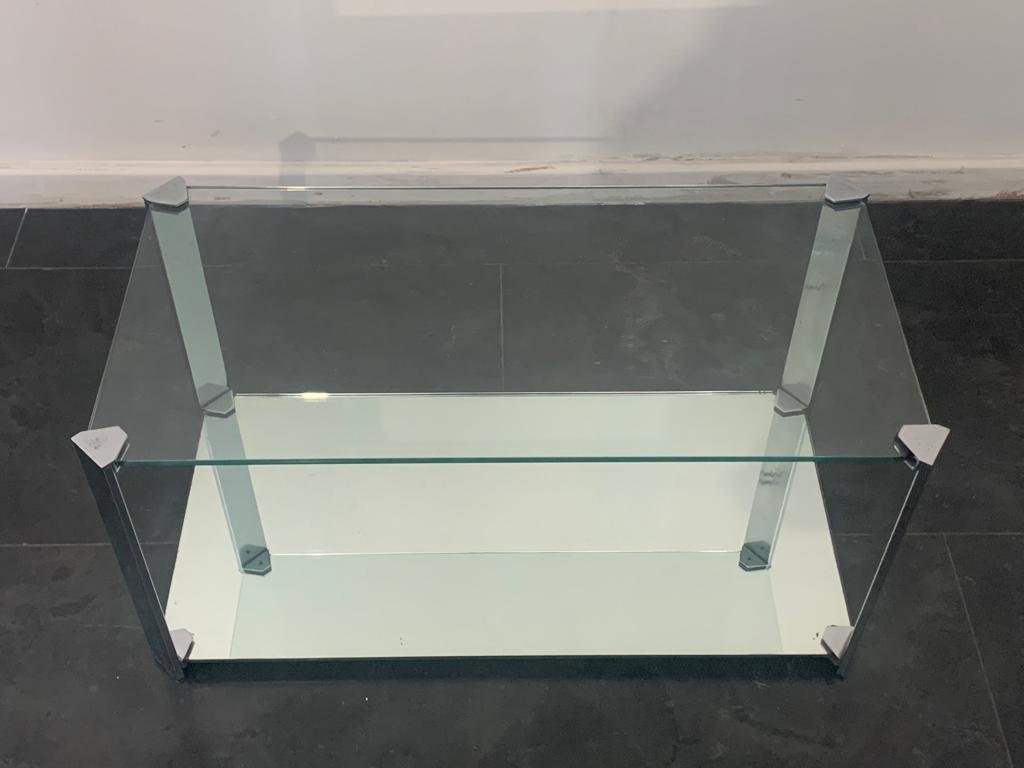 Coffee Table in Steel, Crystal & Mirror from Cidue, 1970s