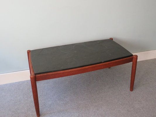 Coffee Table in Teak and Slate, Scandinavia, 1960s-UKG-1115064