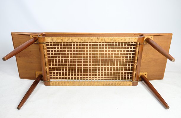 Coffee Table in Teak with Paper Cord Shelf, Denmark, 1960s-UY-1454034