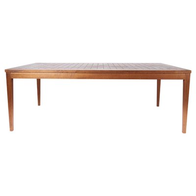 Coffee Table in Teak with Red Tiles of Danish Design, 1960s-UY-1005718