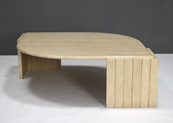 Coffee Table in Travertine by Roche Bobois, France, 1970s-TE-862444