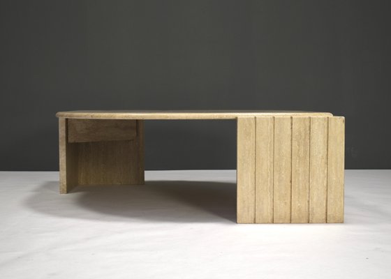 Coffee Table in Travertine by Roche Bobois, France, 1970s-TE-862444