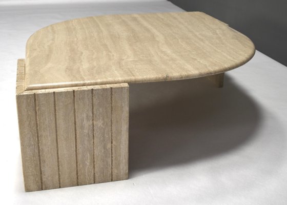 Coffee Table in Travertine by Roche Bobois, France, 1970s-TE-862444