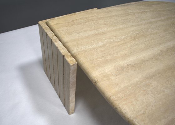 Coffee Table in Travertine by Roche Bobois, France, 1970s-TE-862444