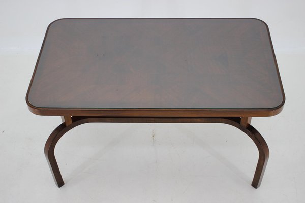 Coffee Table in Walnut with Glass Top, Czechoslovakia, 1930s-TZ-1754748