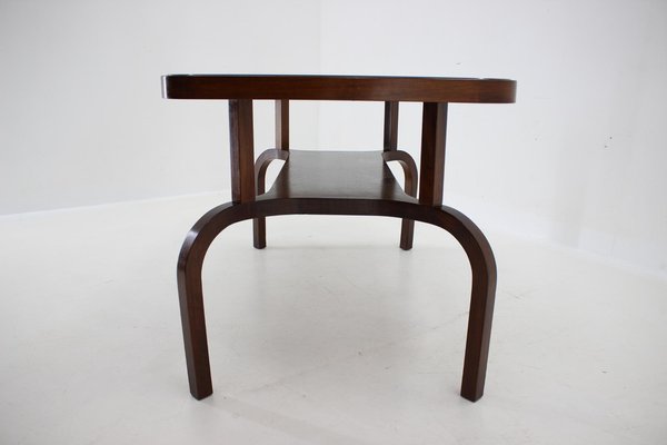 Coffee Table in Walnut with Glass Top, Czechoslovakia, 1930s-TZ-1754748