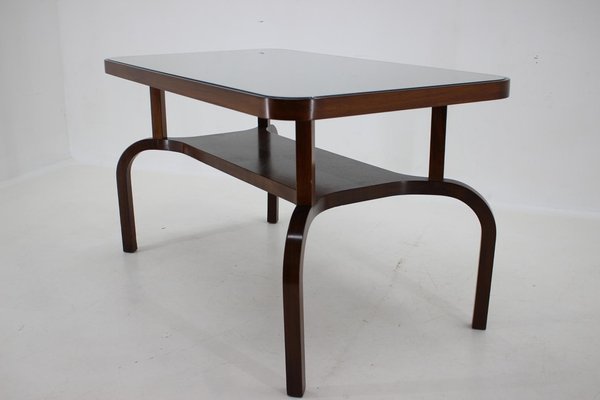 Coffee Table in Walnut with Glass Top, Czechoslovakia, 1930s-TZ-1754748