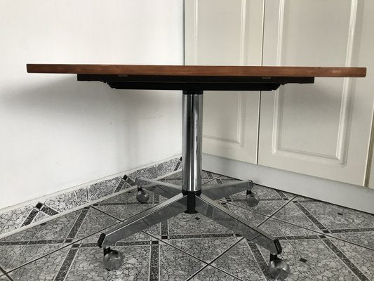 Coffee Table with a Chrome Base and Wheels, 1970s-WQQ-1764629